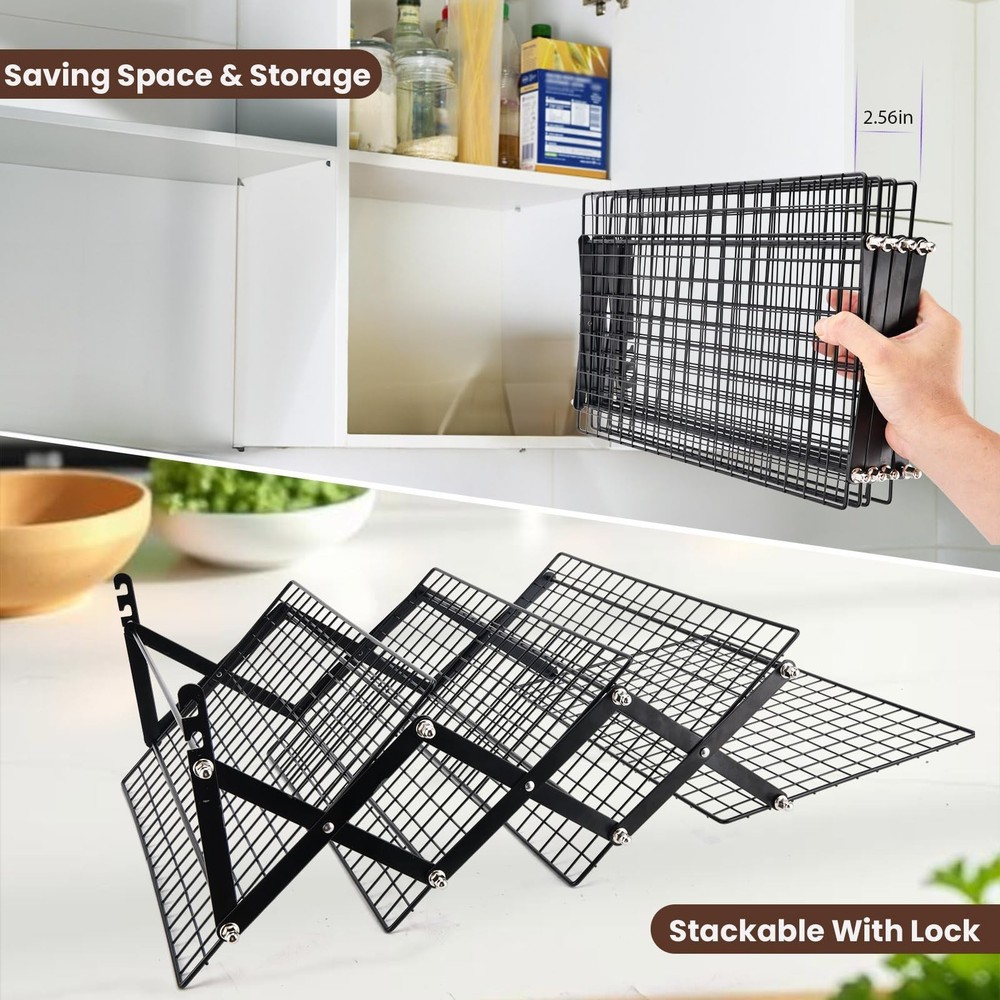 2/3/4-Tier collapsible cooling rack for baking,Folding Cooling Grid,Adjustabl...
