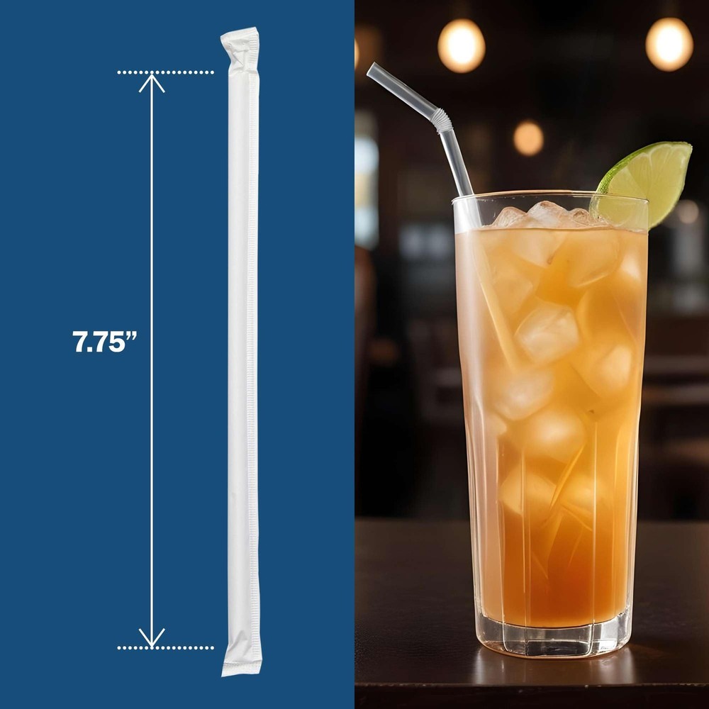Clear Plastic Straws, Disposable - 400 Bendy Drinking Straws - 7.75" and Indi...