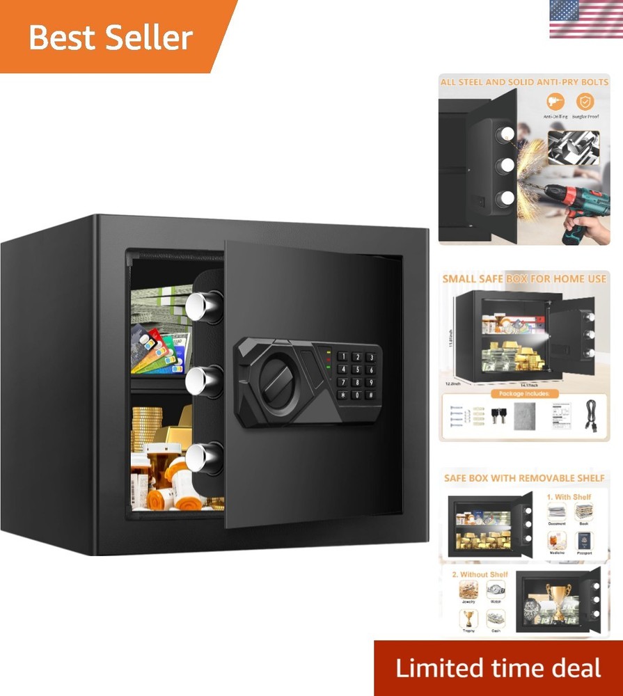 1.6 Cub Small Fireproof Safes for Home, Digital Security Fireproof Waterproof...