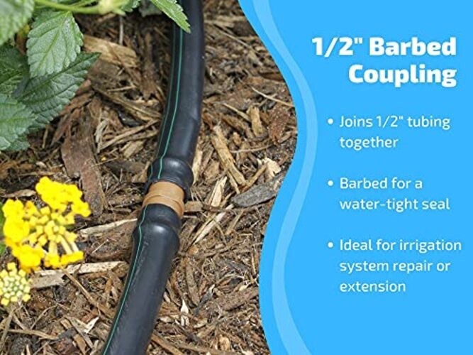 1/2" Coupling Drip Irrigation Fittings (12 Pack) - Barbed Drip Line Coupler