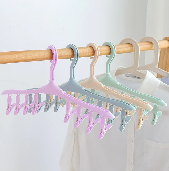 Windproof buckle hanger Multifunctional plastic candy color drying rack clothes