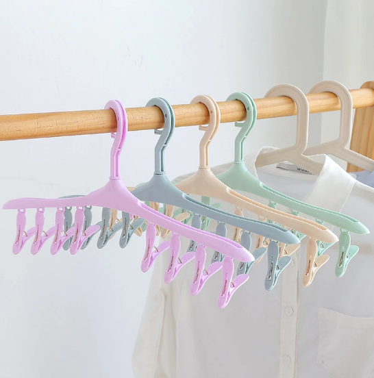 Windproof buckle hanger Multifunctional plastic candy color drying rack clothes