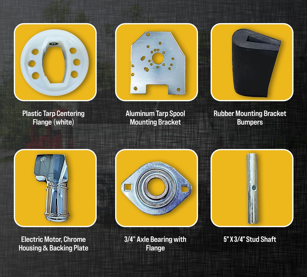 Electric Aluminum 4-Spring Dump Truck Tarp System, 7' x 22'