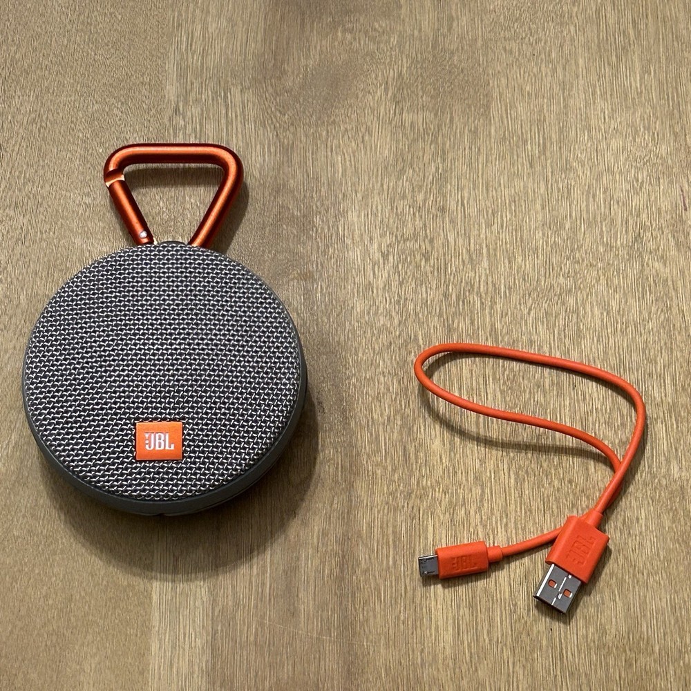 JBL CLIP 2 Waterproof Portable Bluetooth Speaker Gray Tested & Working