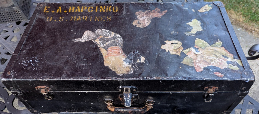 World War 2 Marine Trunk 8" X 13" X 25"