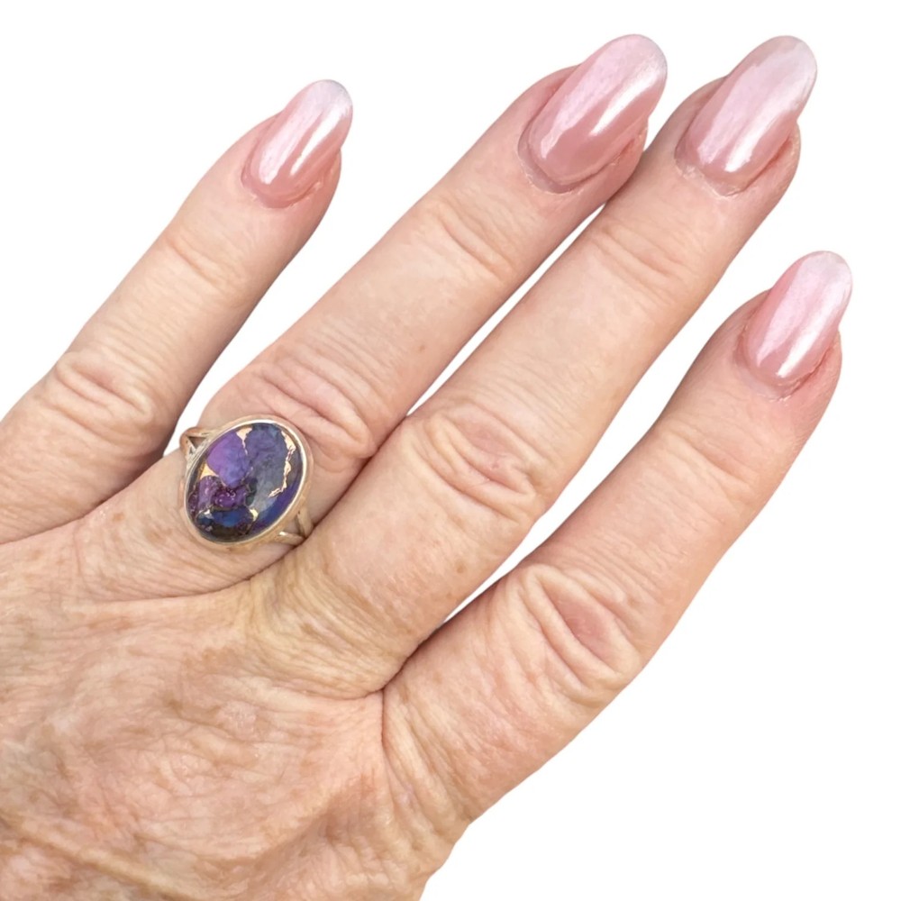Kingman Purple Mojave Turquoise Solid 925 Sterling Silver Ring 7.5