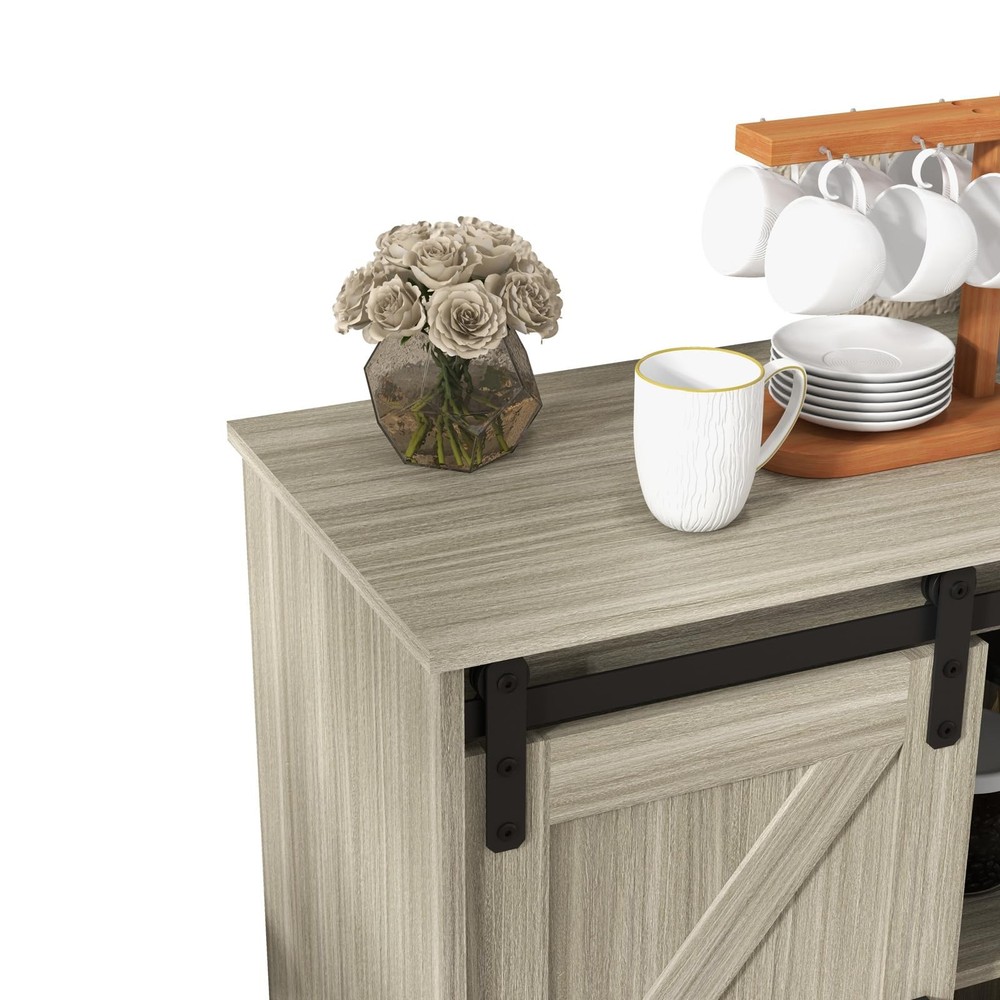 Sliding Barn Door Buffet Sideboard Storage Cabinet
