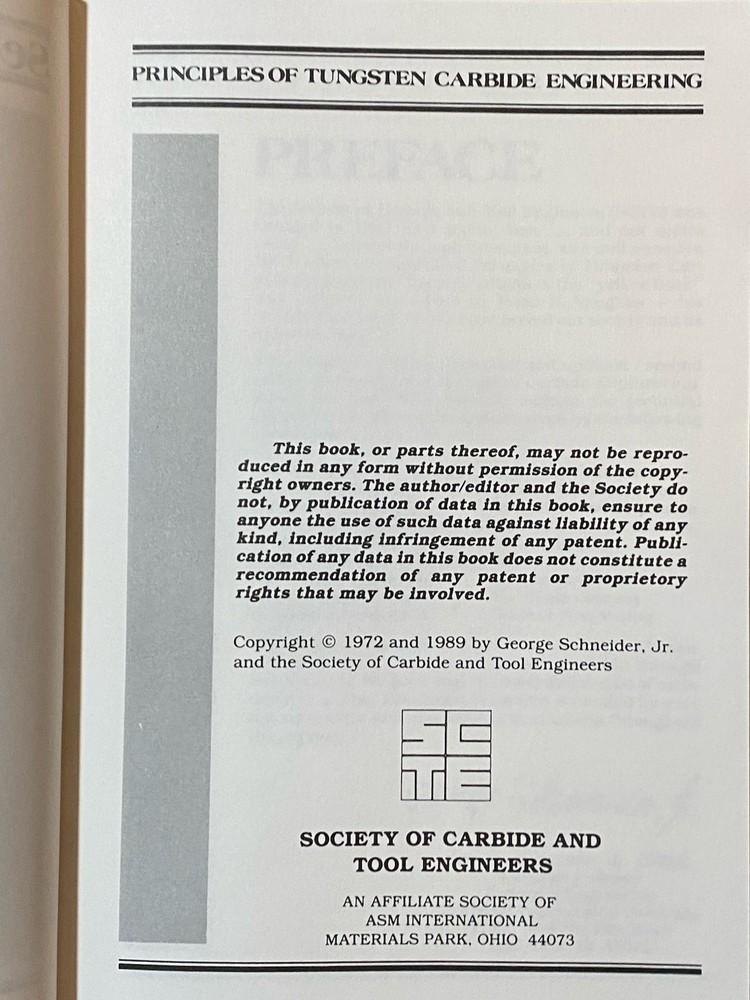 1989 Principles of Tungsten Carbide Engineering Second Edition