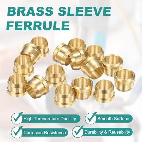 OD Tube Compression Sleeves Ferrules, 16 Pack Brass Ferrule Compression 8 mm