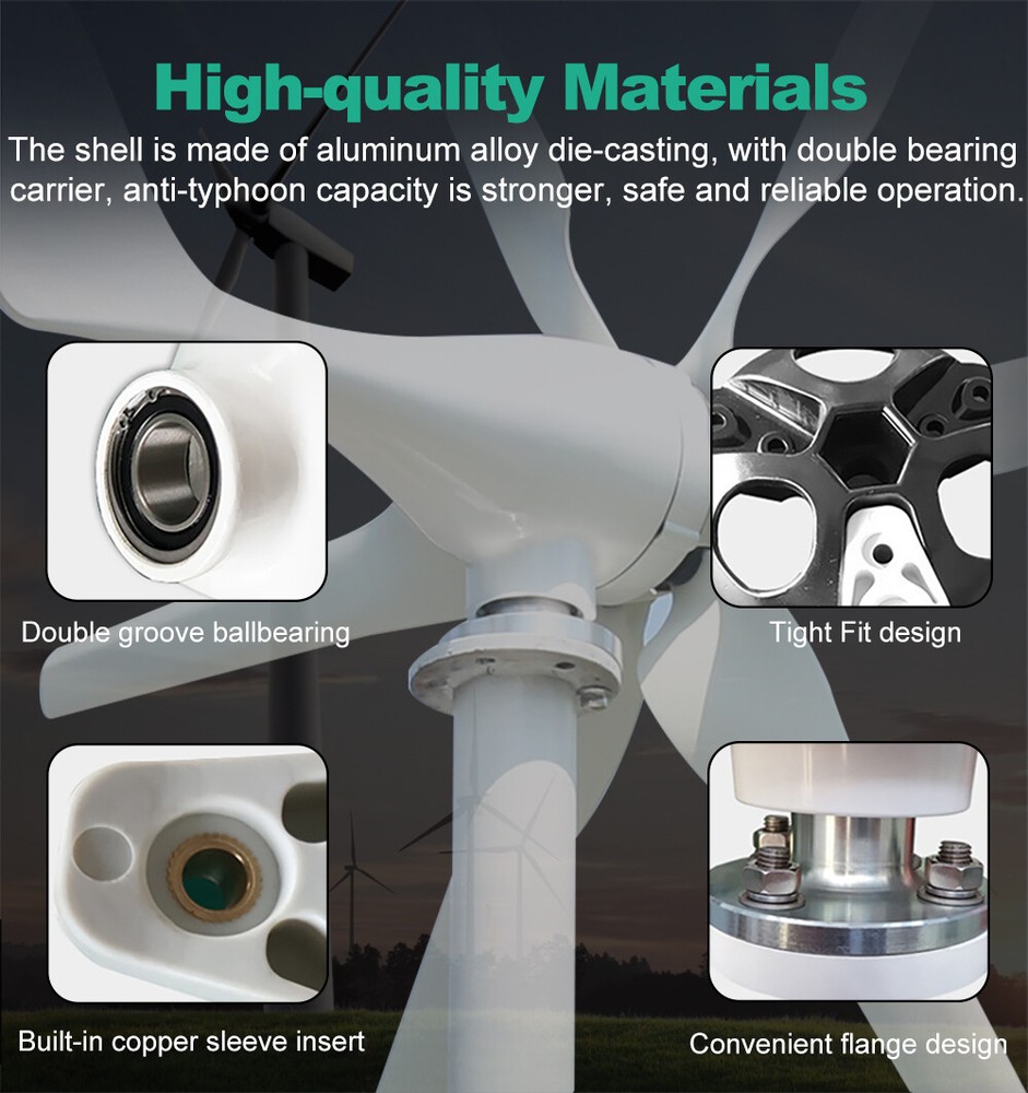 1000W 6 Blades Wind Generator 12V 24V 48V Wind Turbine With MPPT Controller