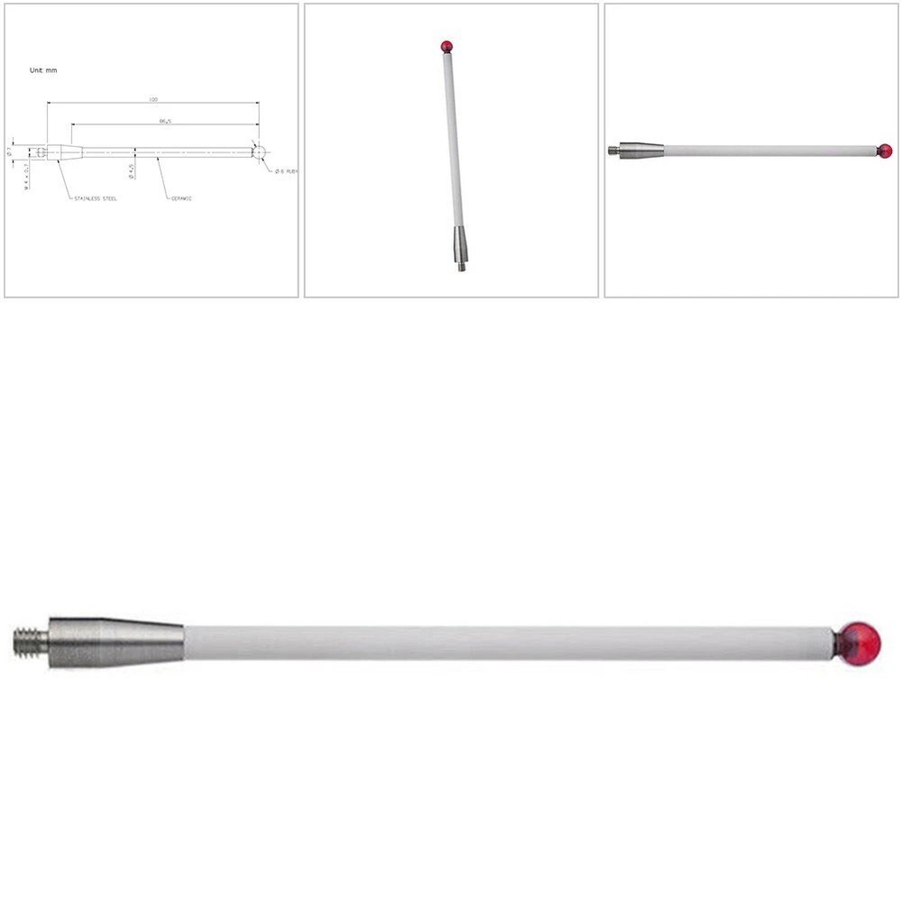 CMM Touch Probe Stylus M4 A-5000-3712 6mm Ruby Ball CNC Probe Tip Ceramic Shaft