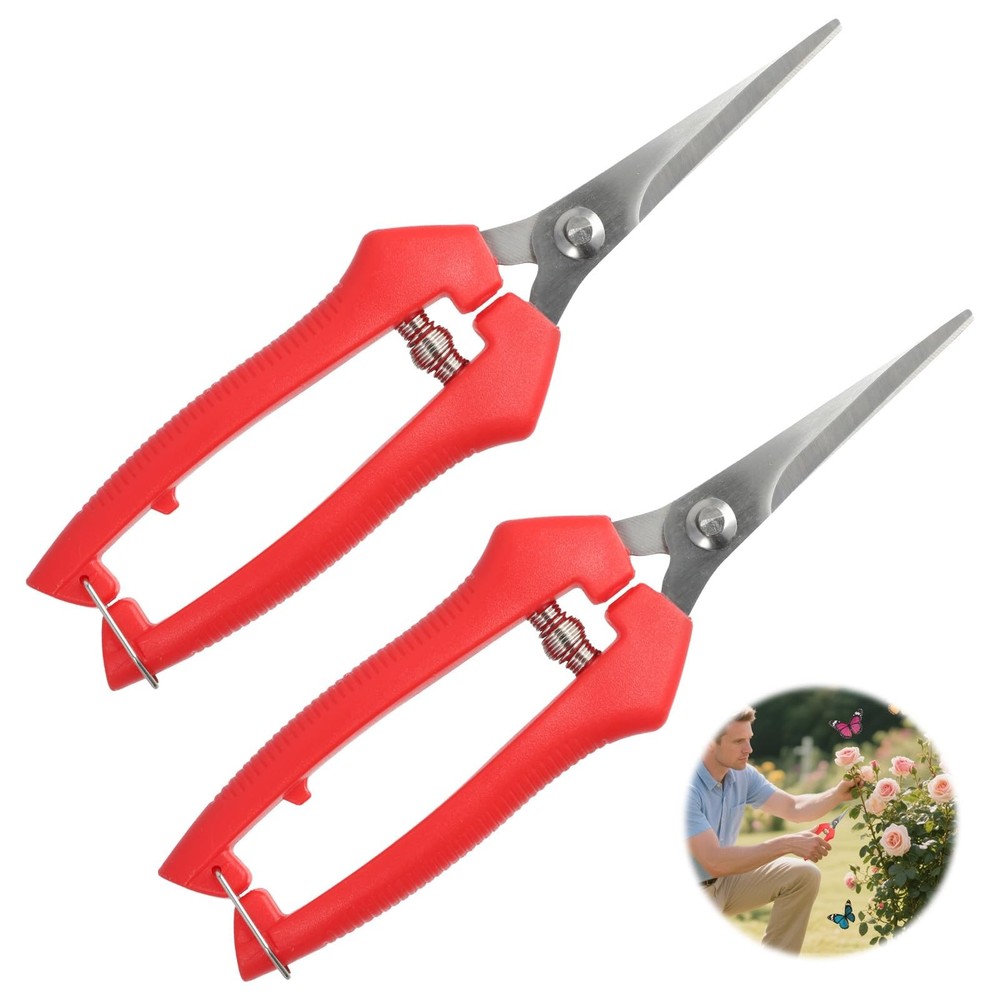 2 Pcs Extra Long Pruning Scissors, Stainless Steel Sharp Gardening Shears Pla...
