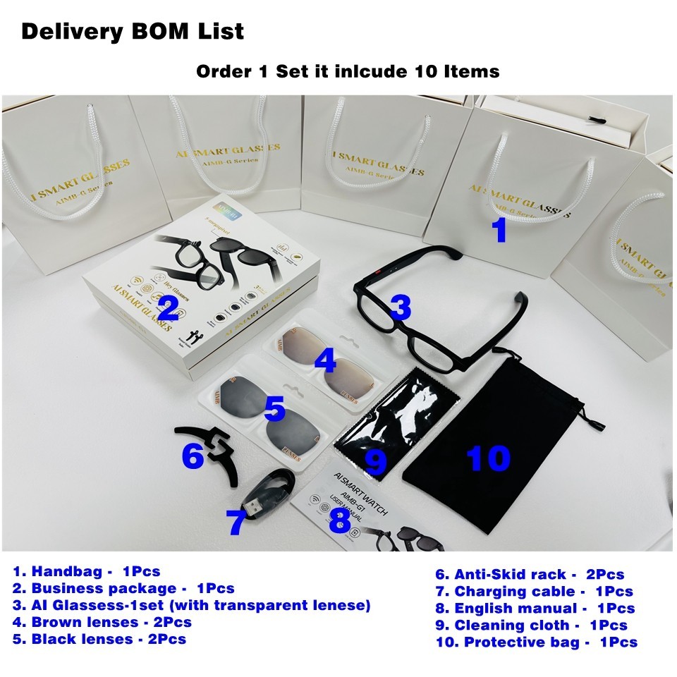 Bluetooth AI smart glasses with camera and video control and chat GPT