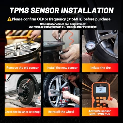 TPMS Sensor GM, 4-Pack 315MHz Tire Pressure Sensor Replacement for Chevy