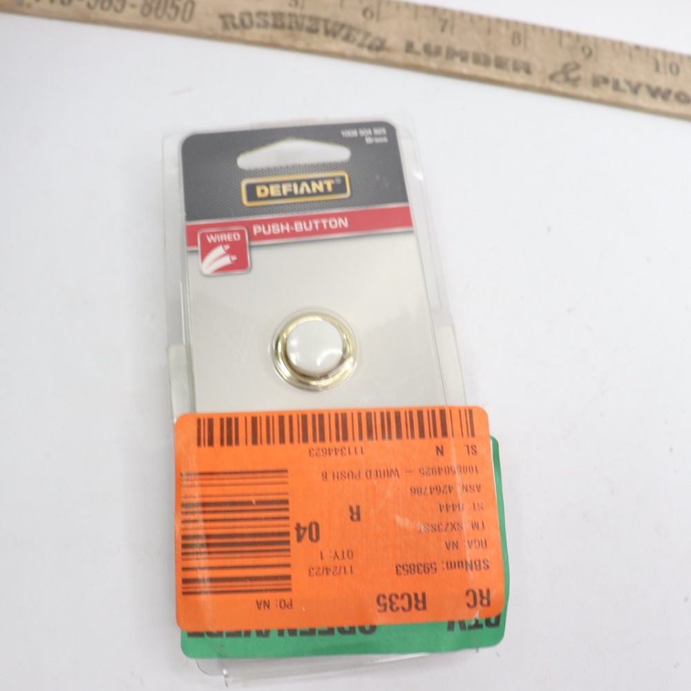 Defiant Wired LED Illuminated Doorbell Push Button, Brass 18000018
