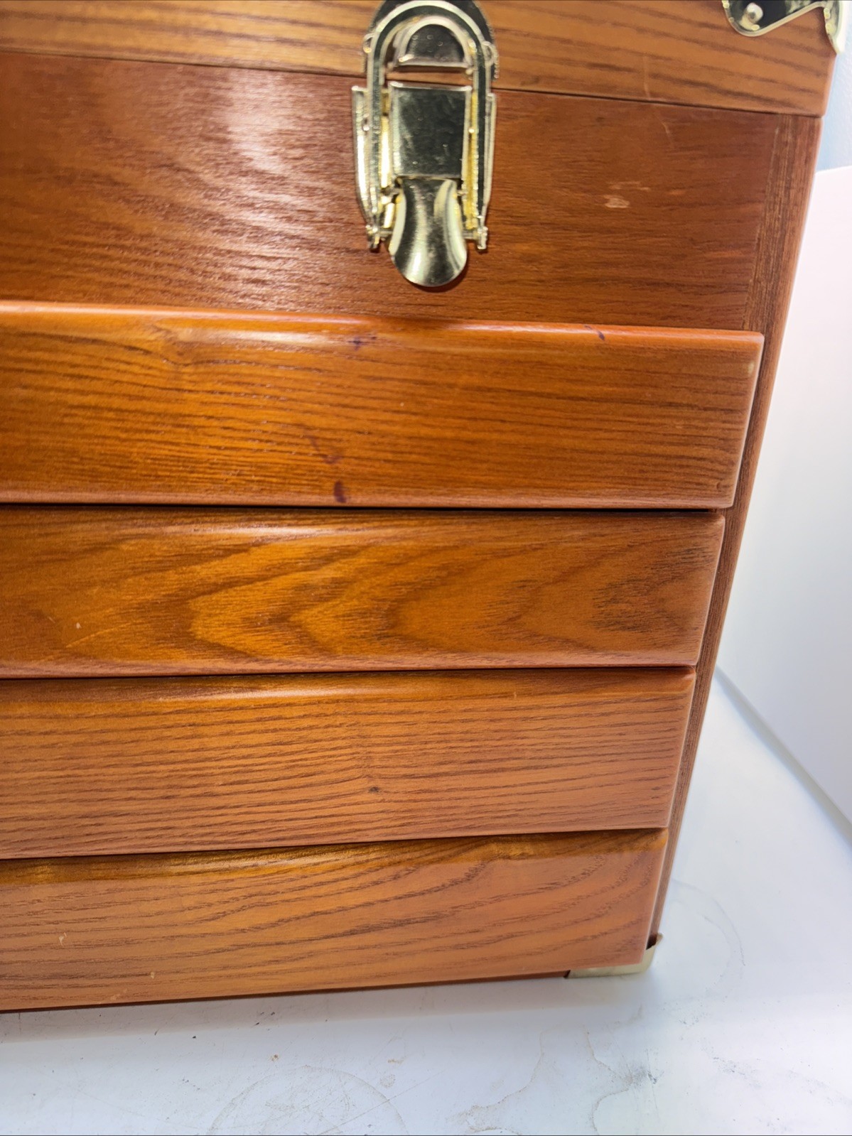 VINTAGE SISCO OAK HARDWOOD UTILITY CHEST JEWELERS COLLECTORS MACHINISTS