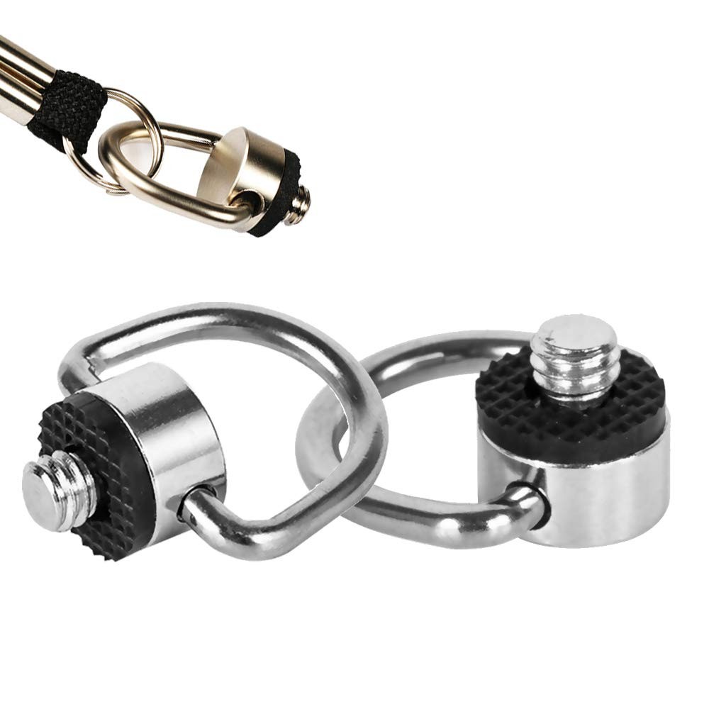 Stainless Steel D Ring Screw Hinged Holder Camera Fixing 1/4", Silver