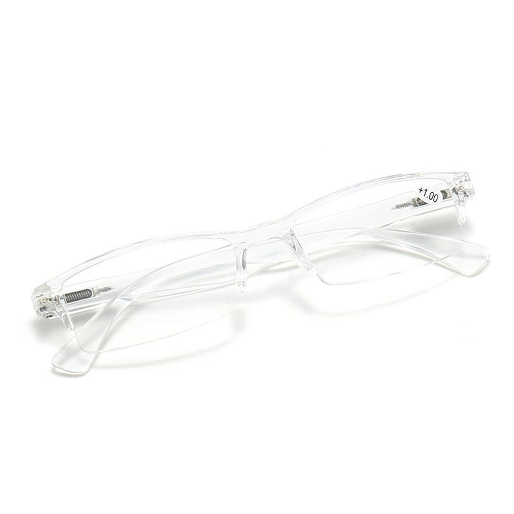 5 Pack Transparent Spring Hinge Reading Glasse Half Rimless Lightweight Readers