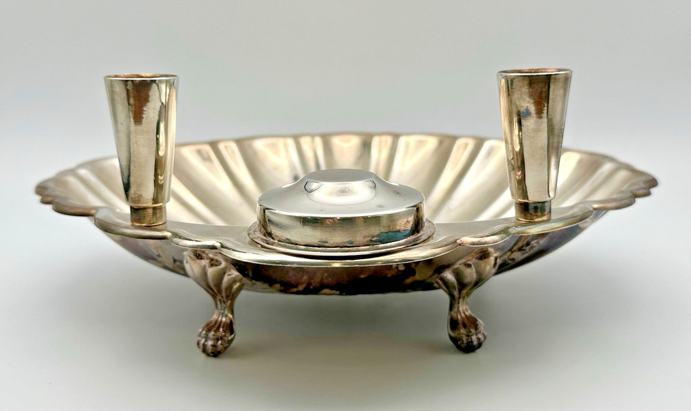Vintage Starr Co. Silver Plate Shell Appetizer Serving Toothpick Holder Dish 11"