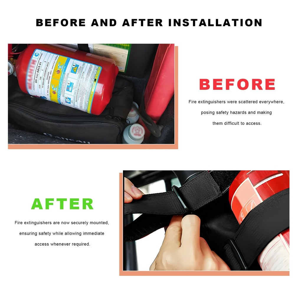 VCYOPN Fire Extinguisher Holder, Adjustable Roll Bar Strap Black