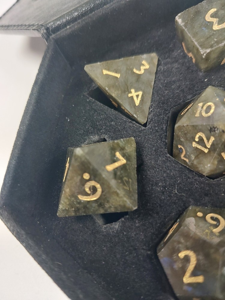 Labradorite: Full-Sized 16mm Polyhedral Dice Set
