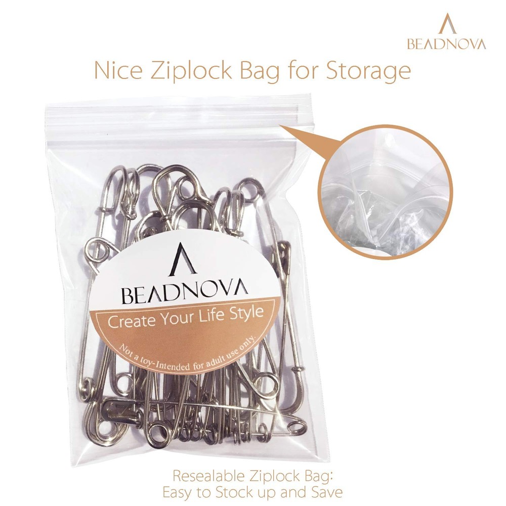 BEADNOVA 4 Inch Large Safety Pins for Clothes