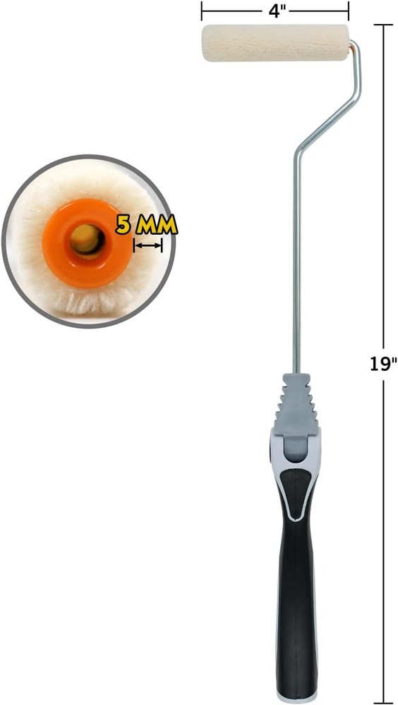 Mini Roller - 4Inch Extender Multi Angle Long Handle with Velour Paint Cover