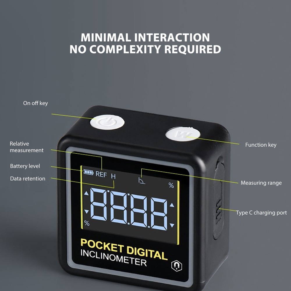 Pocket Digital Inclinometer Protractor Magnetic Angle Finder Measuring Tool Forˇ
