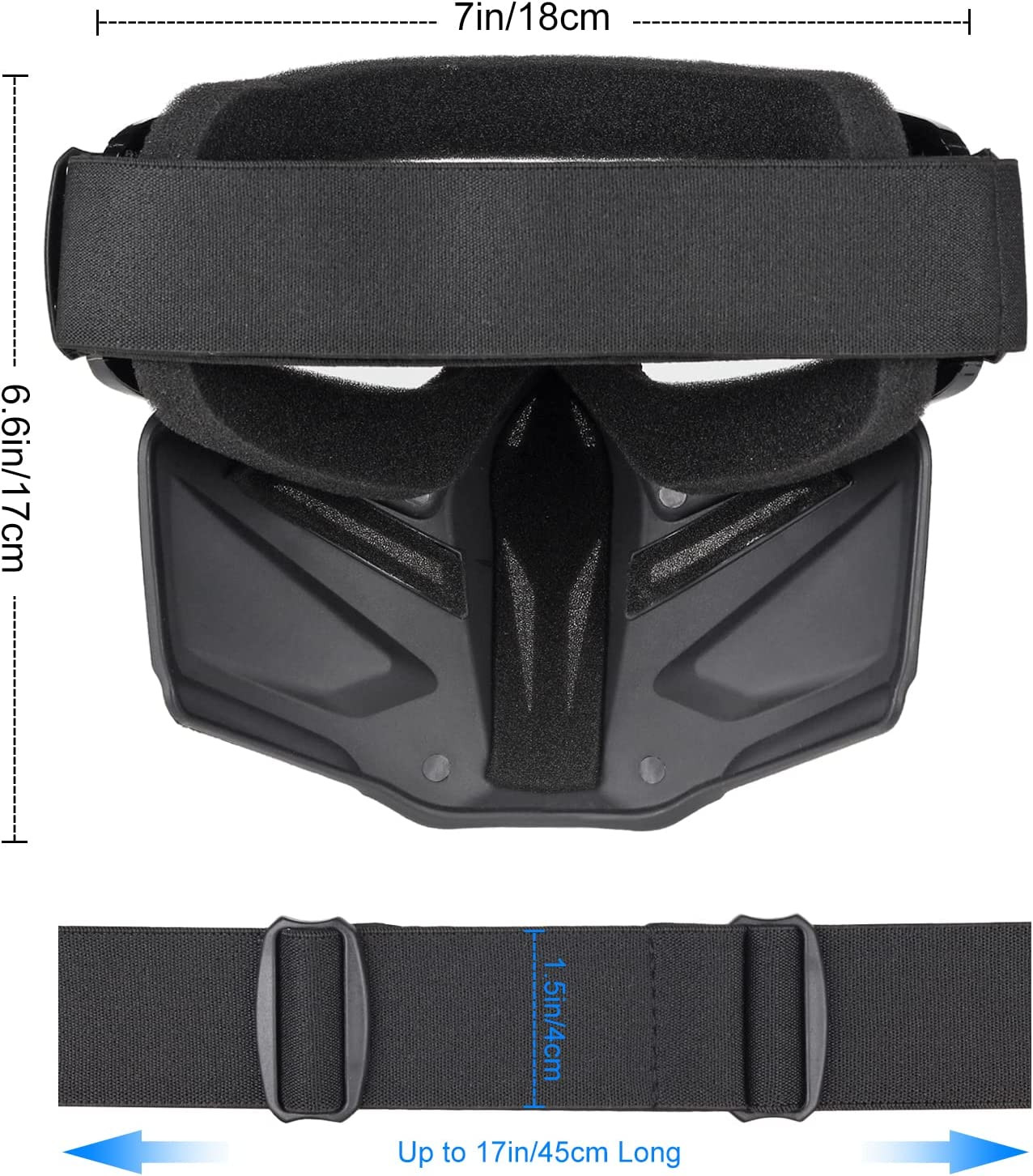 Airsoft Helmet and Mask, Full Face Mask with Detachable Goggles, Paintball Black