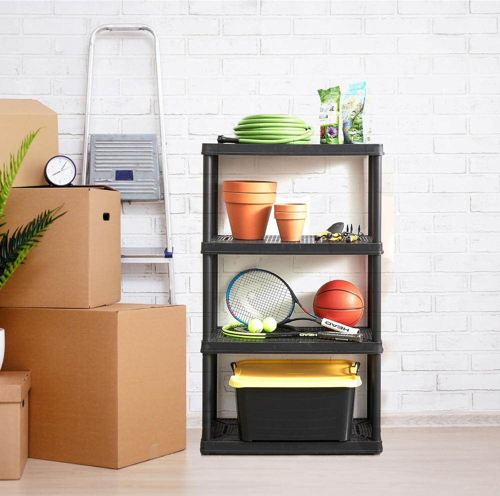4 Shelf Fixed Height Solid Light Duty Storage Unit 12 X 24 X 48" for Home, Garag