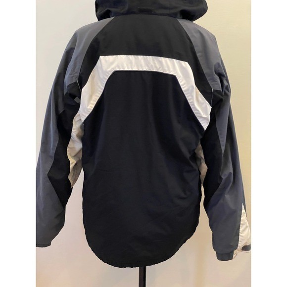 Columbia S Black/White/Grey Full Zip/Button Down Hooded Jacket