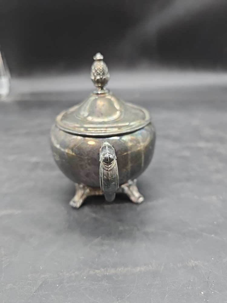 Silverplate Footed Sugar Bowl Vtg Unmarked