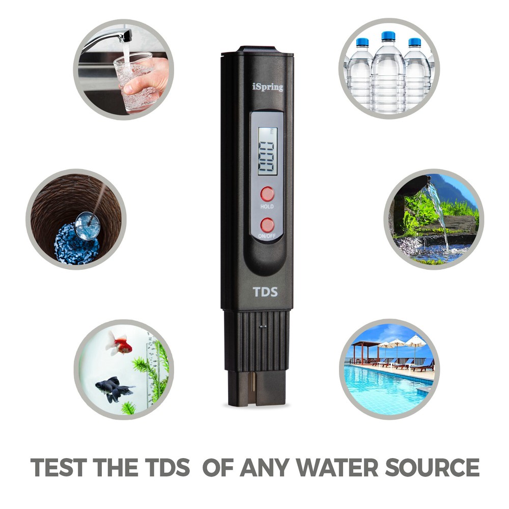iSpring TDS2 2-Button Digital Water Quality TDS Test Meter with Backlit LCD