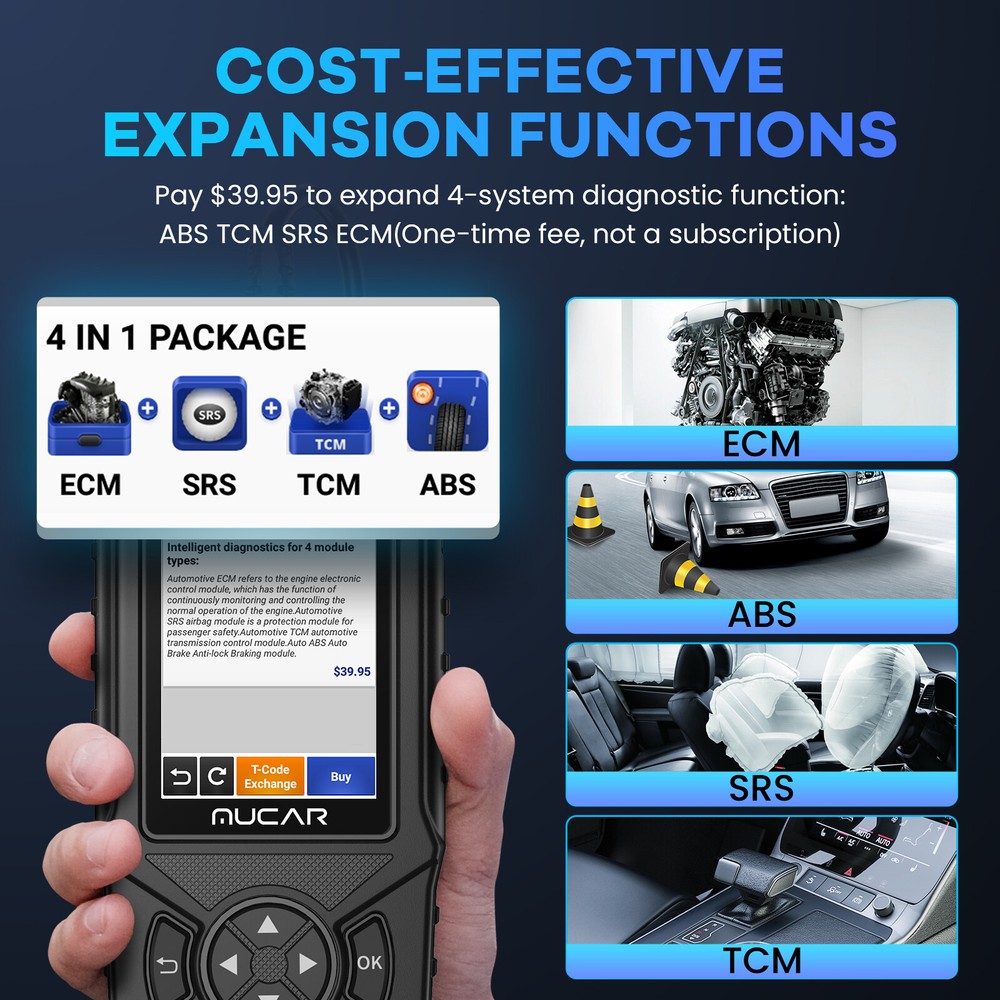 MUCAR CDE900 Car Diagnostic Scanner ABS SRS OBD2 Code Reader Check Engine Tool