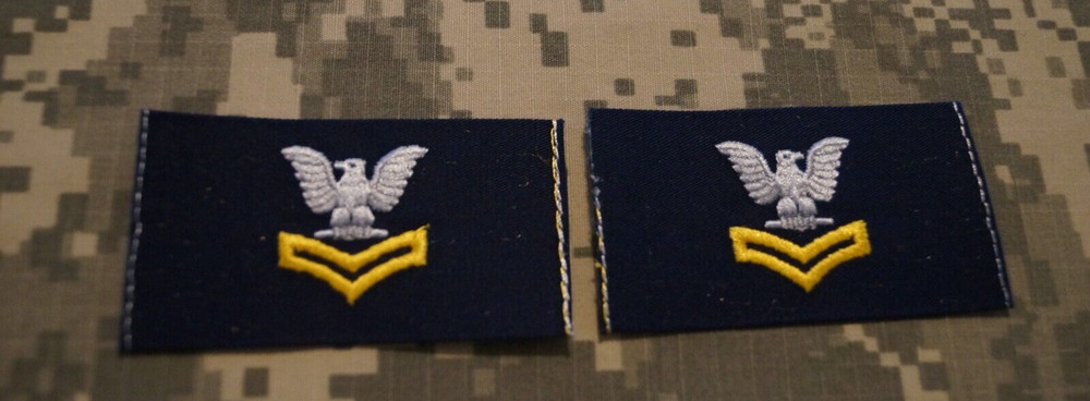 US Navy E5 Second Class Petty Officer Embroidered Collar Military Patch NIP