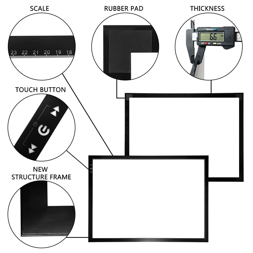 HSK A2 Artist tracing Light Box Copy Table12V2A Adapter Power Dimmerable 5000