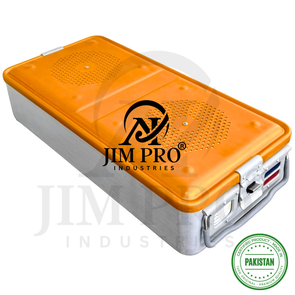 Aluminium Sterilization Container, Bottom & Lid Perforated with 4 filter holders