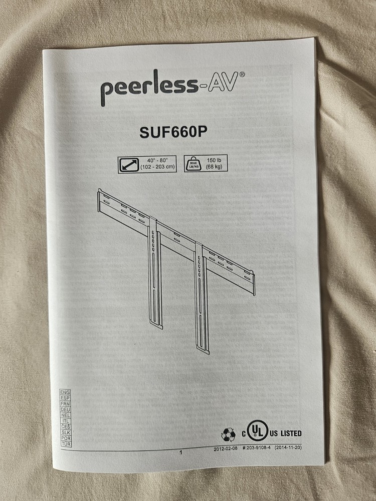 PEERLESS SUF660P Universal Ultra-Thin Flat Wall Mount