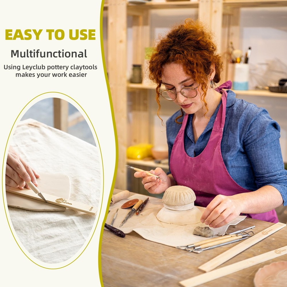 Pottery Rolling pin Guides, Clay Tools, 5-Size Mud RollingPinGuide-13.4inch