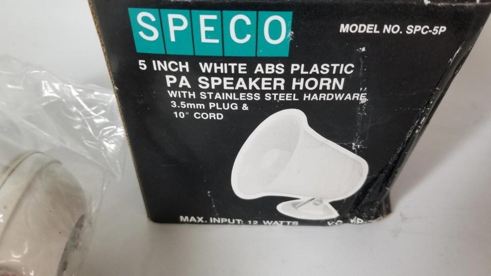 Speco SPS-5P 5" White PA Speaker Horn 8 Ohm