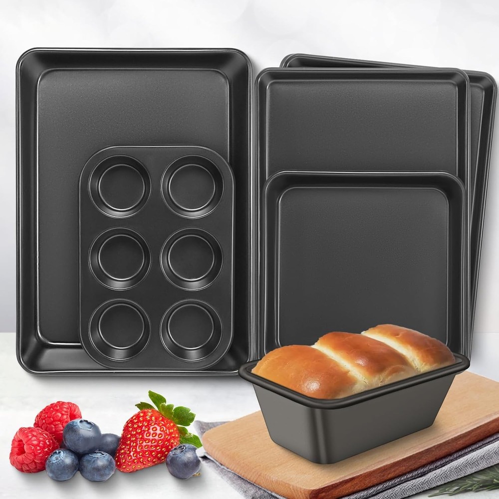 Baking Pans Set Nonstick Bakeware Sets Oven Pans Cooking 6 Pieces Baking Sheets