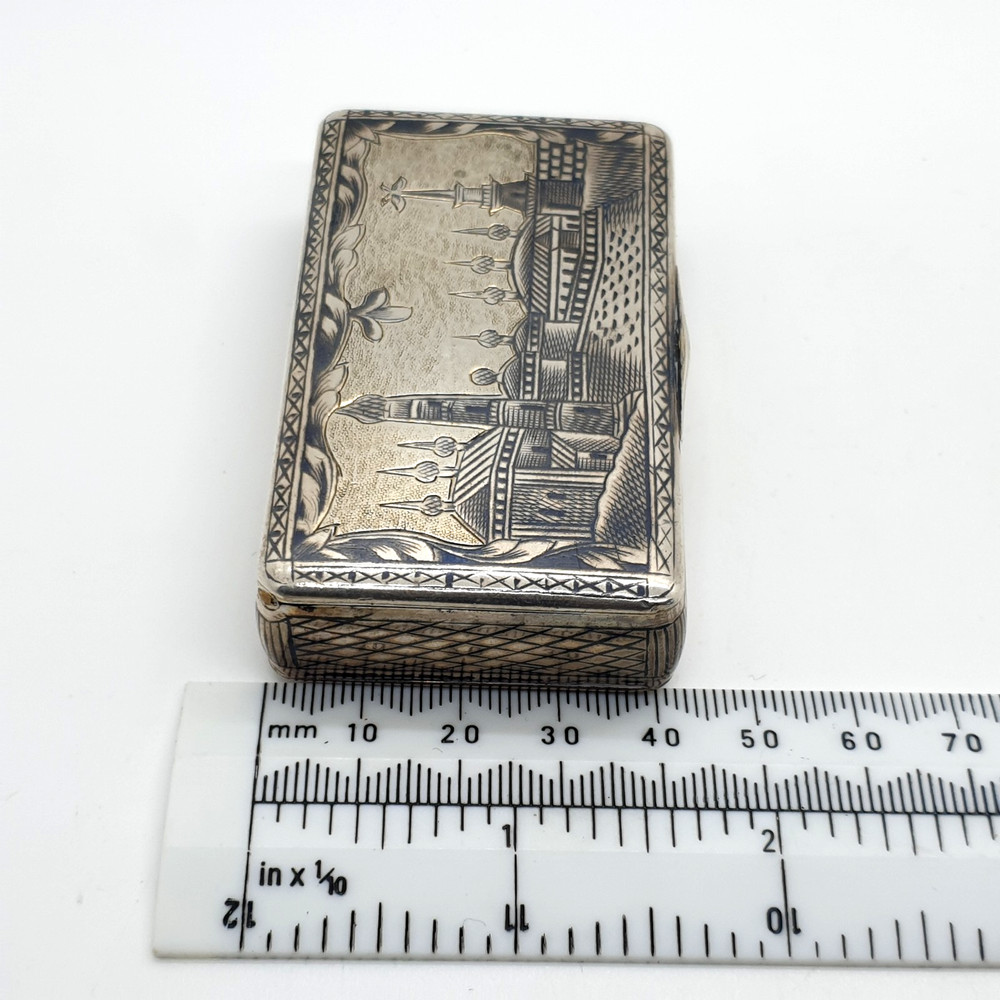 Antique Russian 84 Silver Niello Snuff Box