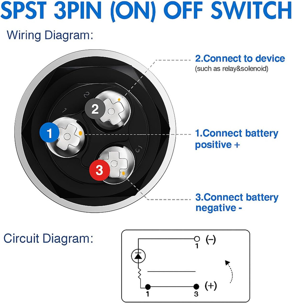 Universal 12V-24V/50A SPST Momentary Start Switch, Push Start Ignition Switch, L