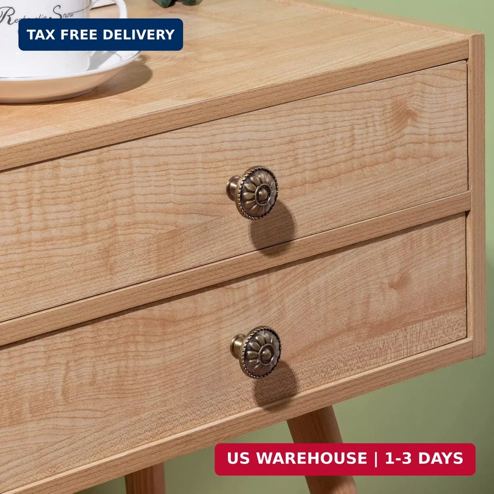 10 Pack Antique Brass Cabinet Knobs, Vintage Retro Drawer Knobs, Solid Round Dre