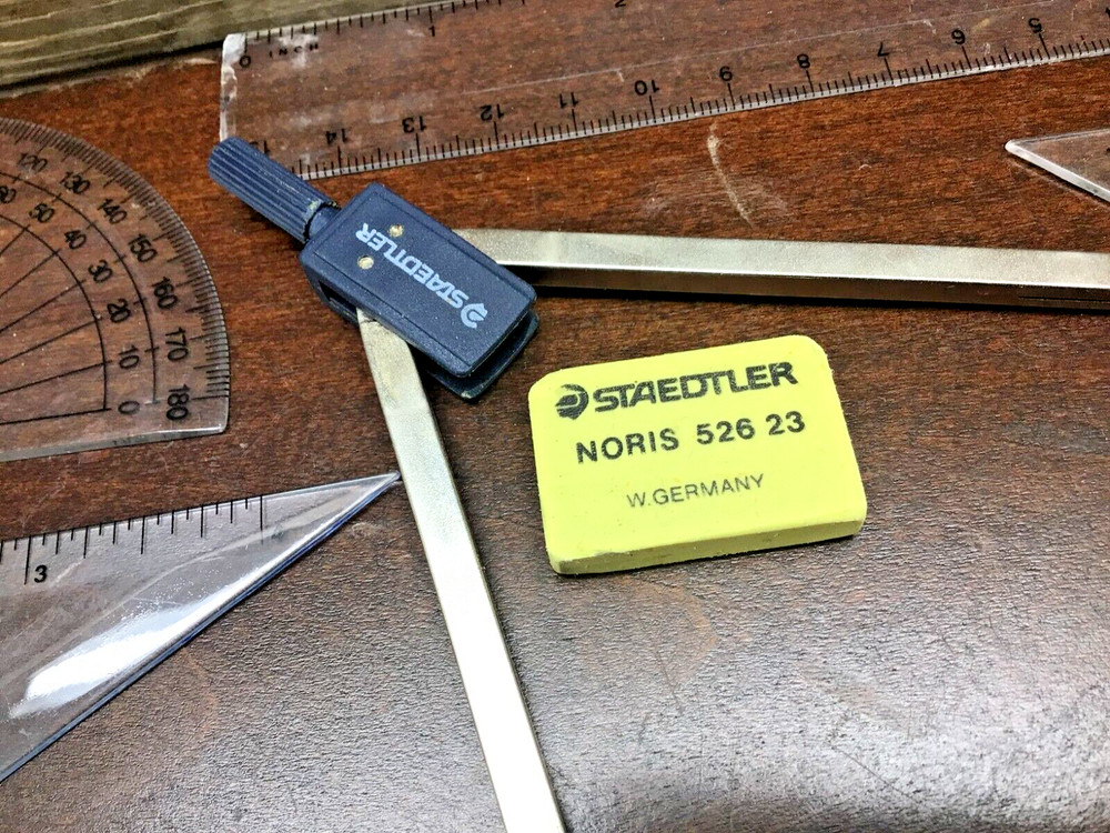 STAEDTLER Drafting Tools Compass Pencil Set - MISSING PEN & LEAD TUBE