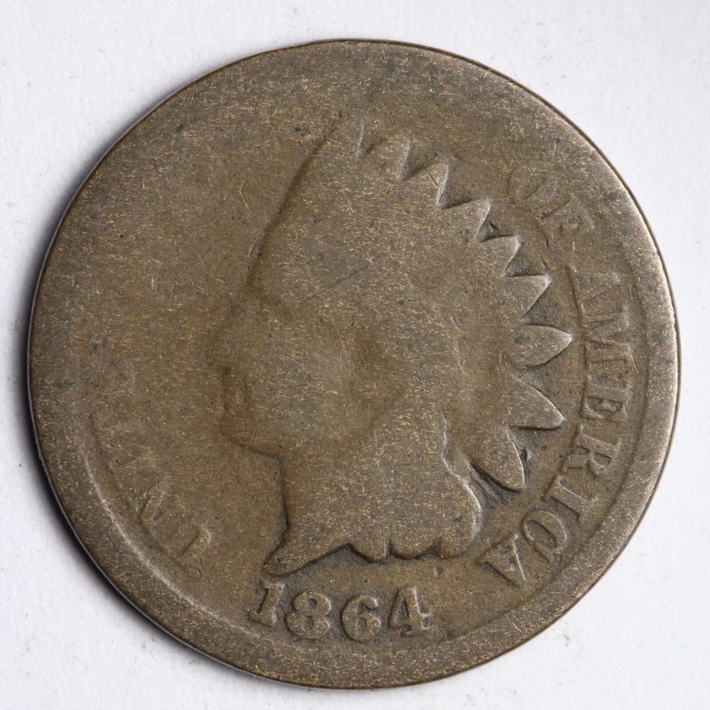 1864 BR Indian Head Cent Penny CHOICE GOOD E124 YZC