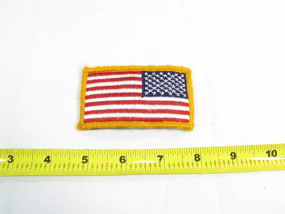 Authentic Military Gold Trim Uniform US Flag Patch Field Worn Hook Back 3G4