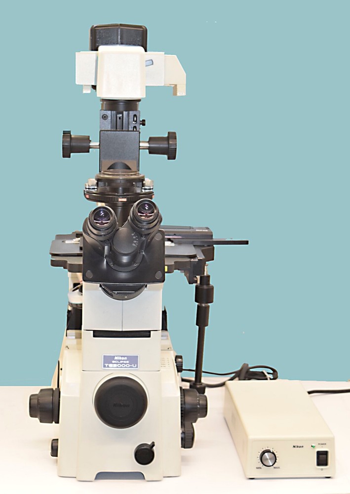 Nikon Eclipse TE2000-U Inverted Phase Contrast Microscope,  3 Objectives