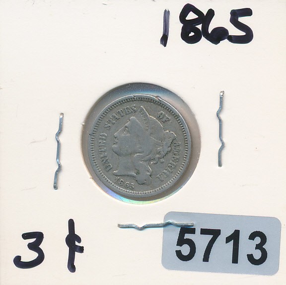 3 CENT LIBERTY -  1865 - #5713