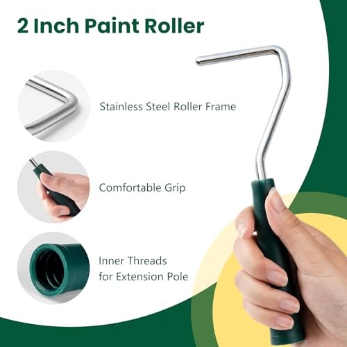 Paint Roller Kit, 12 Pack, 2 Inch Paint Roller, Mini Paint Roller with Tray